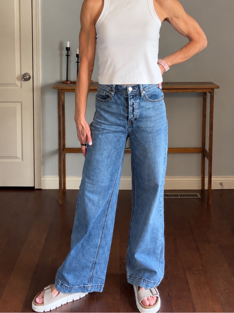 Scotch & Soda High Rise Wide Leg Jeans Size 10/30 Blue Wash Button Fly